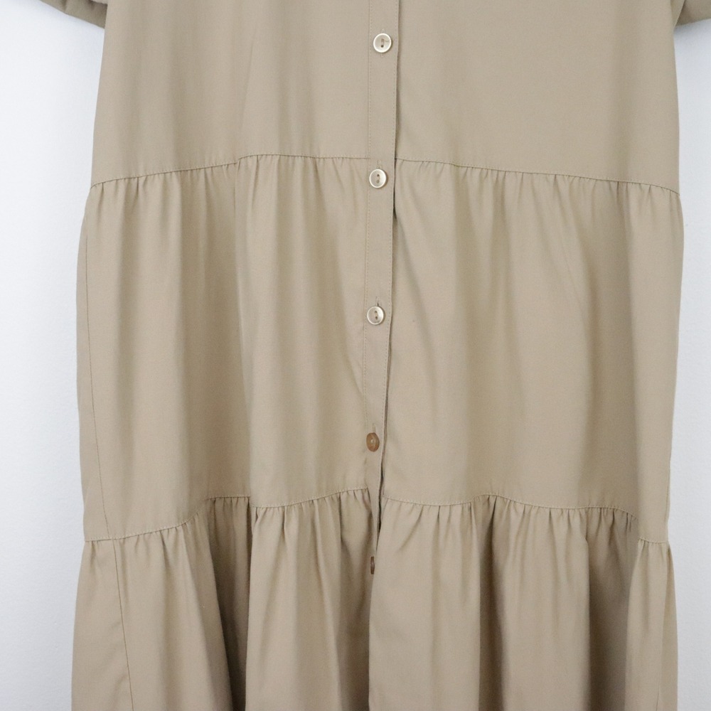 Brochu Walker The Havana Dress‎ Medium Sahara Tan Tiered Midi Shirtdress - Picture 8 of 12